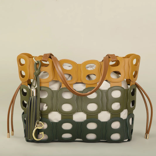 PU Casual Tote with Sequined Letter Accents