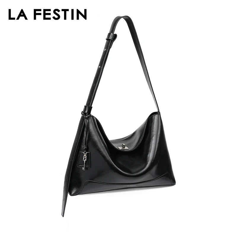 Split Leather Shoulder and Crossbody Tote Bag