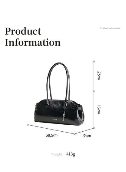 Genuine Leather Baguette Tote Bag