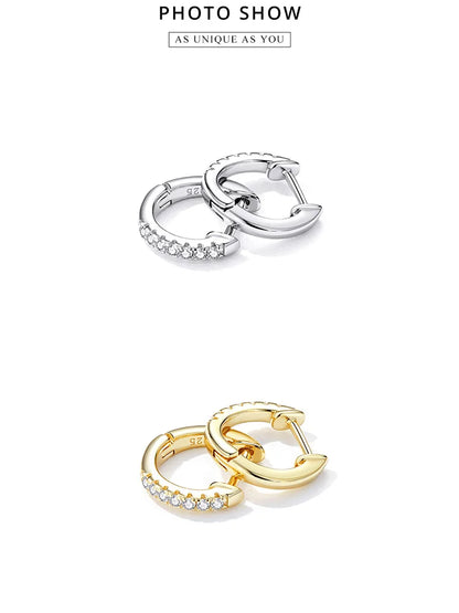Zircon Huggie Hoop Earrings – 925 Sterling Silver