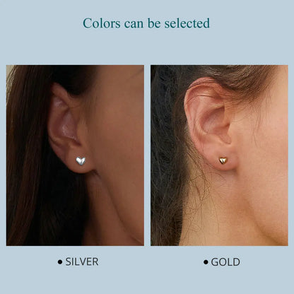 Mini Heart Stud Earrings – 925 Sterling Silver, Platinum Plated