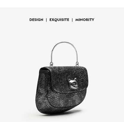 Genuine Leather Half-Moon Crossbody Bag – Flap Lock Design
