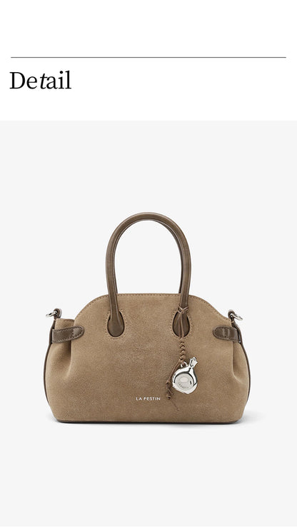 Split Leather Mini Bowling Tote