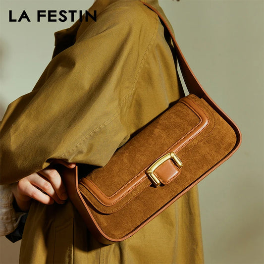 Split Leather Firm Shoulder Bag