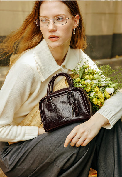 Genuine Leather Boston Shoulder Bag