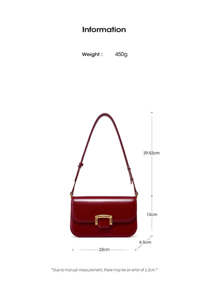 Structured Split Leather Square Shoulder Bag