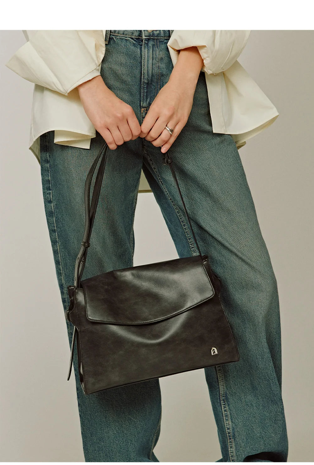 Genuine Leather Structured Tote Bag