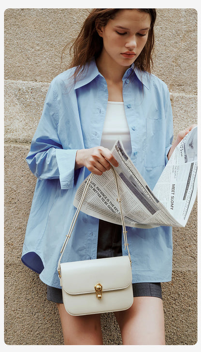 Split Leather Square Shoulder and Crossbody Bag