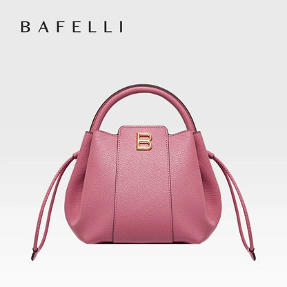 Soft Split Leather Bucket Bag – Casual Flap Shoulder Style