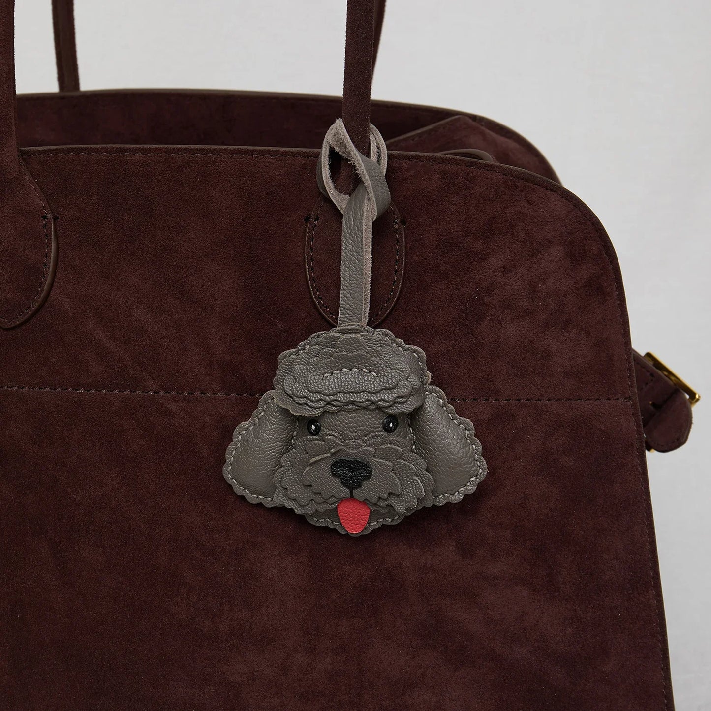 Teddy Dog Leather Bag Charm Keychain