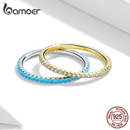 Gold Plated Zircon Stacking Ring – 925 Sterling Silver