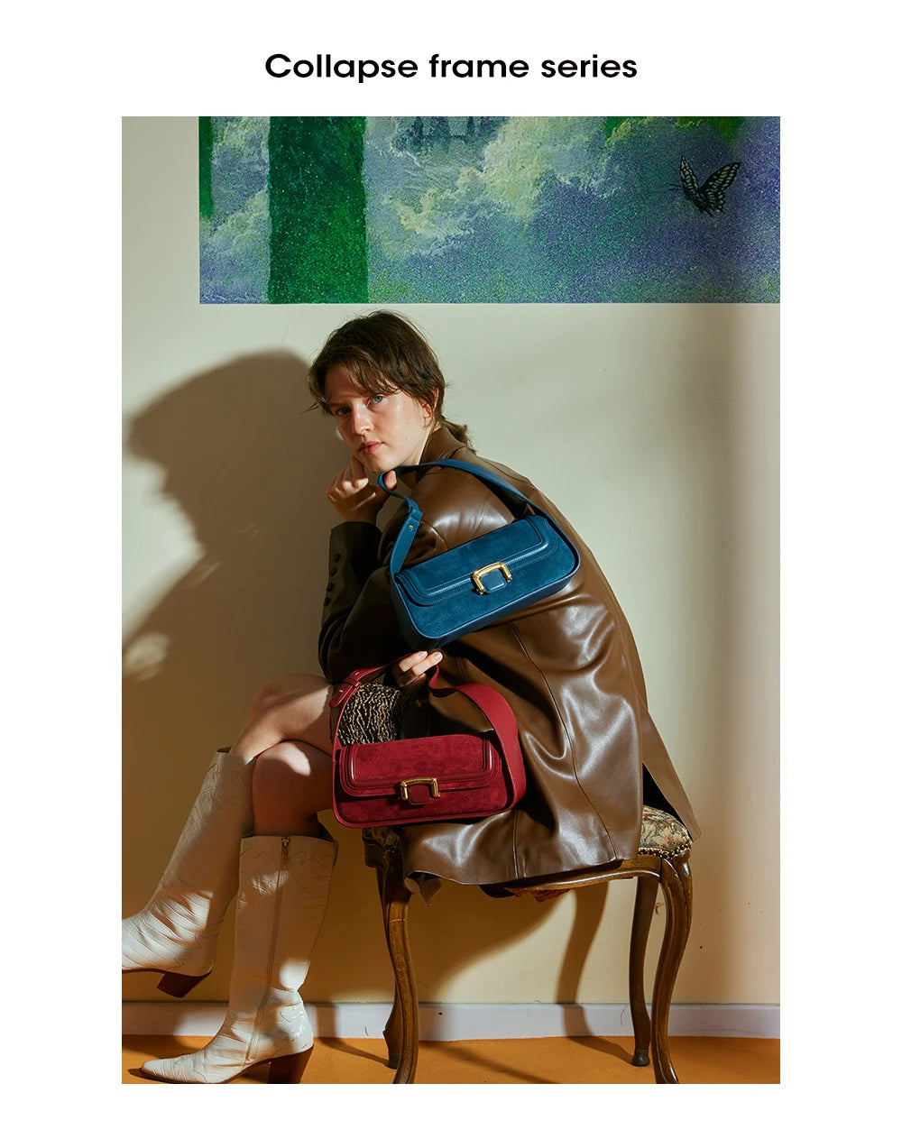 Split Leather Firm Shoulder Bag