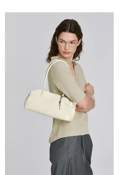 Genuine Leather Baguette Tote Bag