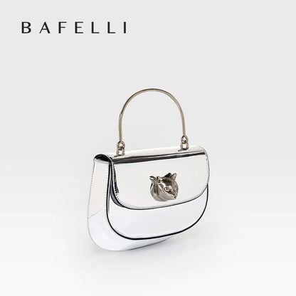 Genuine Leather Half-Moon Crossbody Bag – Flap Lock Design