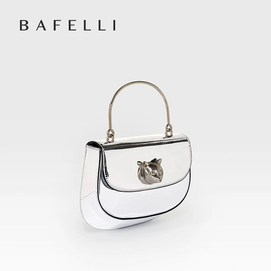 Genuine Leather Half-Moon Crossbody Bag – Flap Lock Design