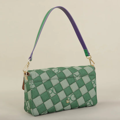 Bright Crossbody Bag – Elegant PU Satchel with Embroidery and Rivet Detail