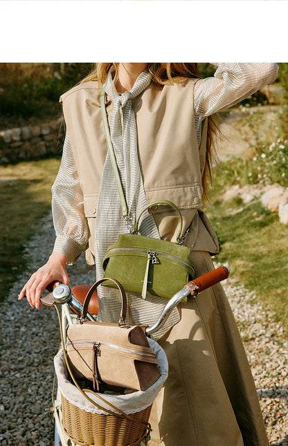 Green Split Leather Shoulder and Crossbody Bag