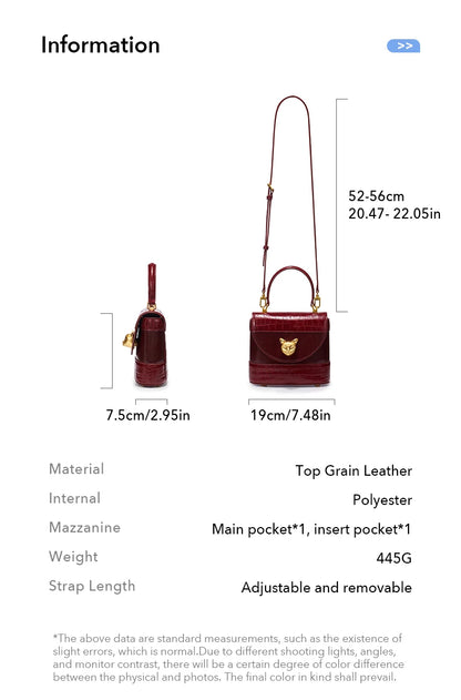 Genuine Leather Flap Shoulder Bag – Animal Texture with Lock