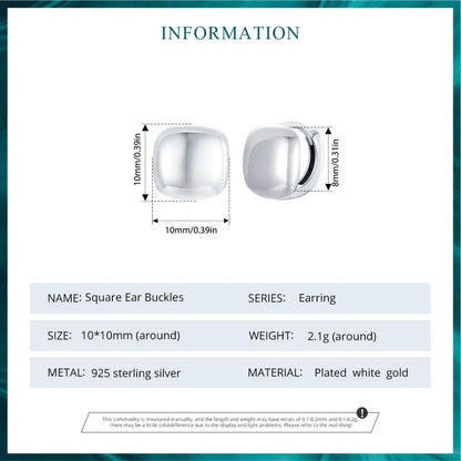 White Gold Square Hoop Earrings – Sterling Silver Lightweight Design