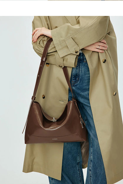 Split Leather Shoulder and Crossbody Tote Bag