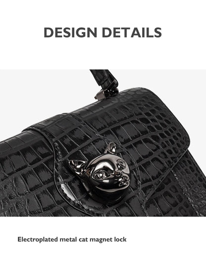 Genuine Leather Business Flap Bag – Animal Print with Lock