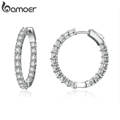 Cubic Zirconia Round Stud Earrings with Screw-Back Closure