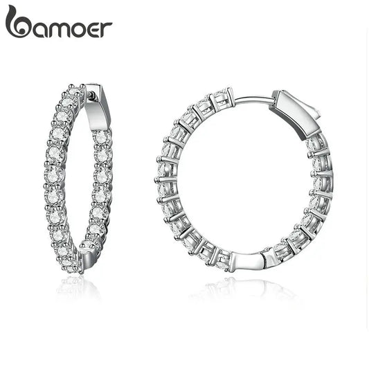 Cubic Zirconia Round Stud Earrings with Screw-Back Closure