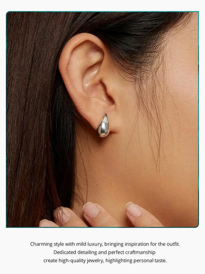 Glossy Waterdrop Stud Earrings – 925 Sterling Silver