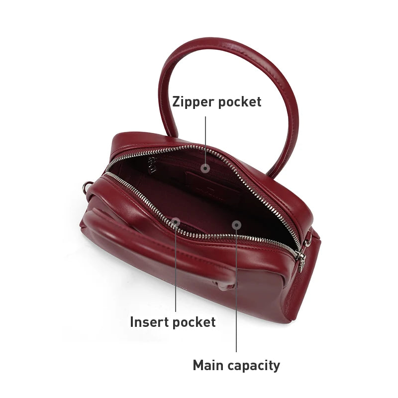 Soft Split Leather Small Tote Shoulder Bag