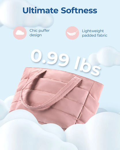 Quilted Milk Cotton Padded Tote Bag