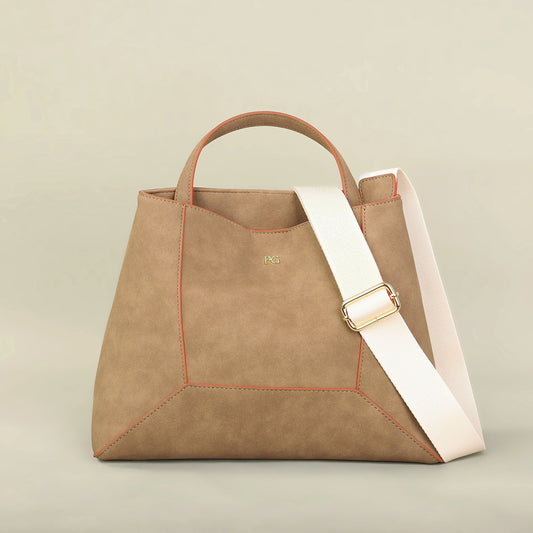 Genuine Leather Soft Tote Bag with Hasp Closure