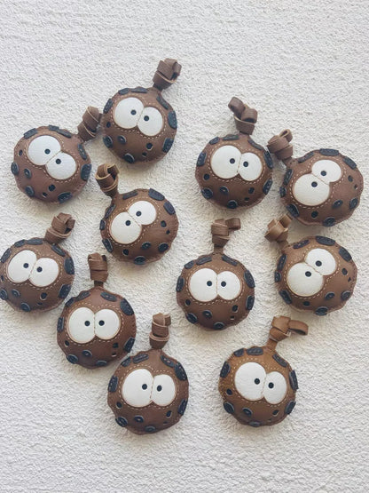 Premium Goatskin Leather Cookie Bag Charm Keychain