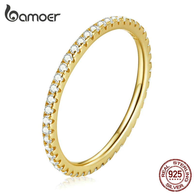 Gold Plated Zircon Stacking Ring – 925 Sterling Silver