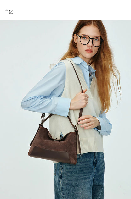 Split Leather Shoulder and Handbag Tote