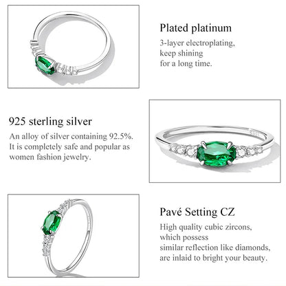 Green Zircon Ring – 925 Sterling Silver with Prong Setting