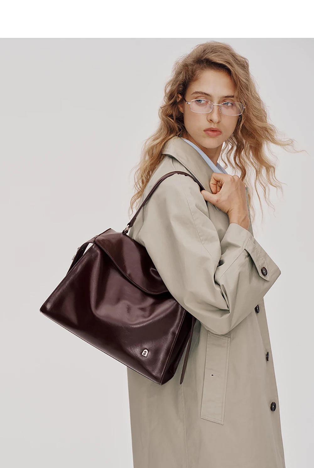 Genuine Leather Structured Tote Bag