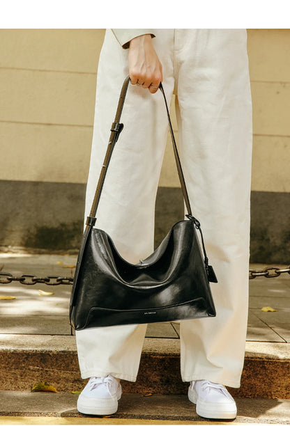 Split Leather Shoulder and Crossbody Tote Bag