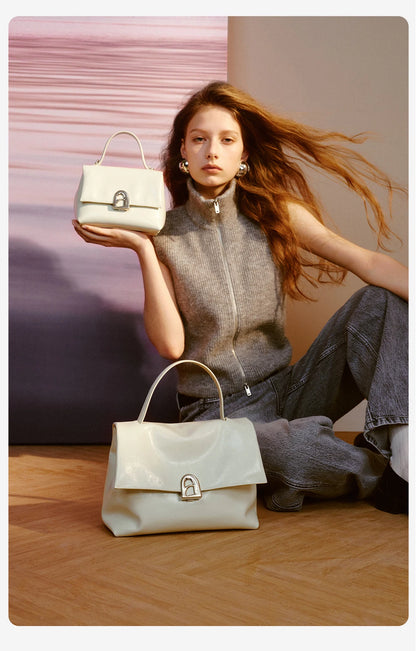 Split Leather Shoulder Crossbody Tote Bag