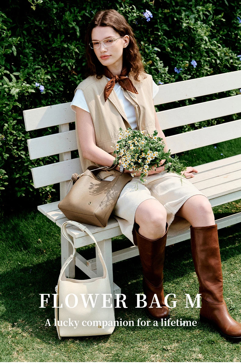 Soft Genuine Leather Bucket Bag