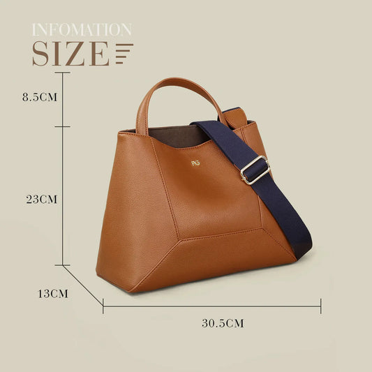 Genuine Leather Soft Tote Bag with Hasp Closure