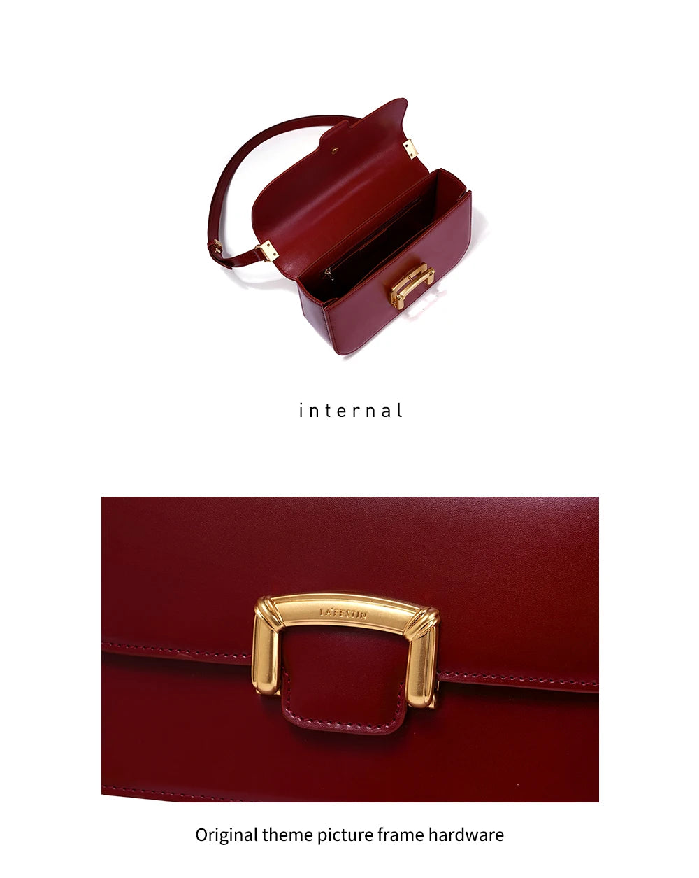 Structured Split Leather Square Shoulder Bag