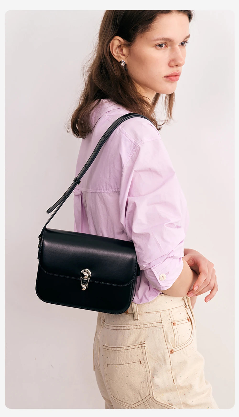 Split Leather Square Shoulder and Crossbody Bag