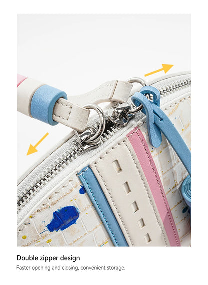 Genuine Leather Clutch – Floral Patchwork with Zipper