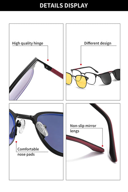 3 in 1 Rectangle Polarized and Optical Sunglasses Set