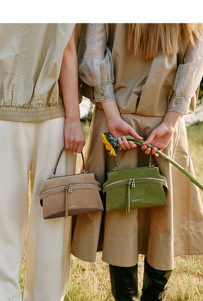 Green Split Leather Shoulder and Crossbody Bag