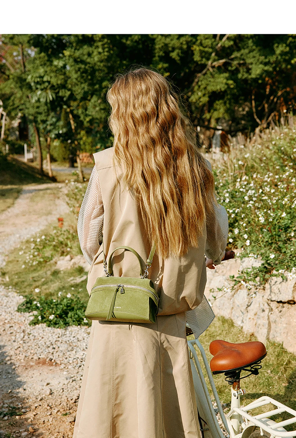 Green Split Leather Shoulder and Crossbody Bag