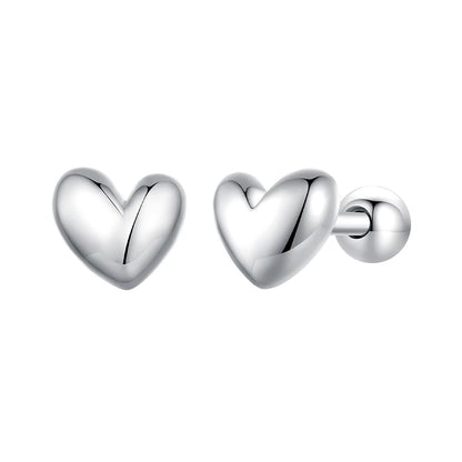 Mini Heart Stud Earrings – 925 Sterling Silver, Platinum Plated