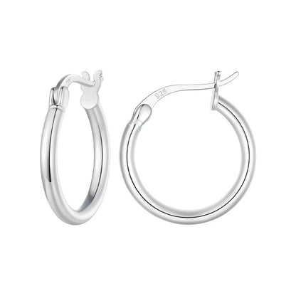 Hoop Earrings – 925 Sterling Silver, White Gold Plated