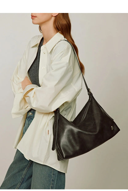 Genuine Leather Structured Tote Bag