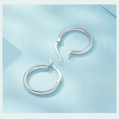 Hoop Earrings – 925 Sterling Silver, White Gold Plated